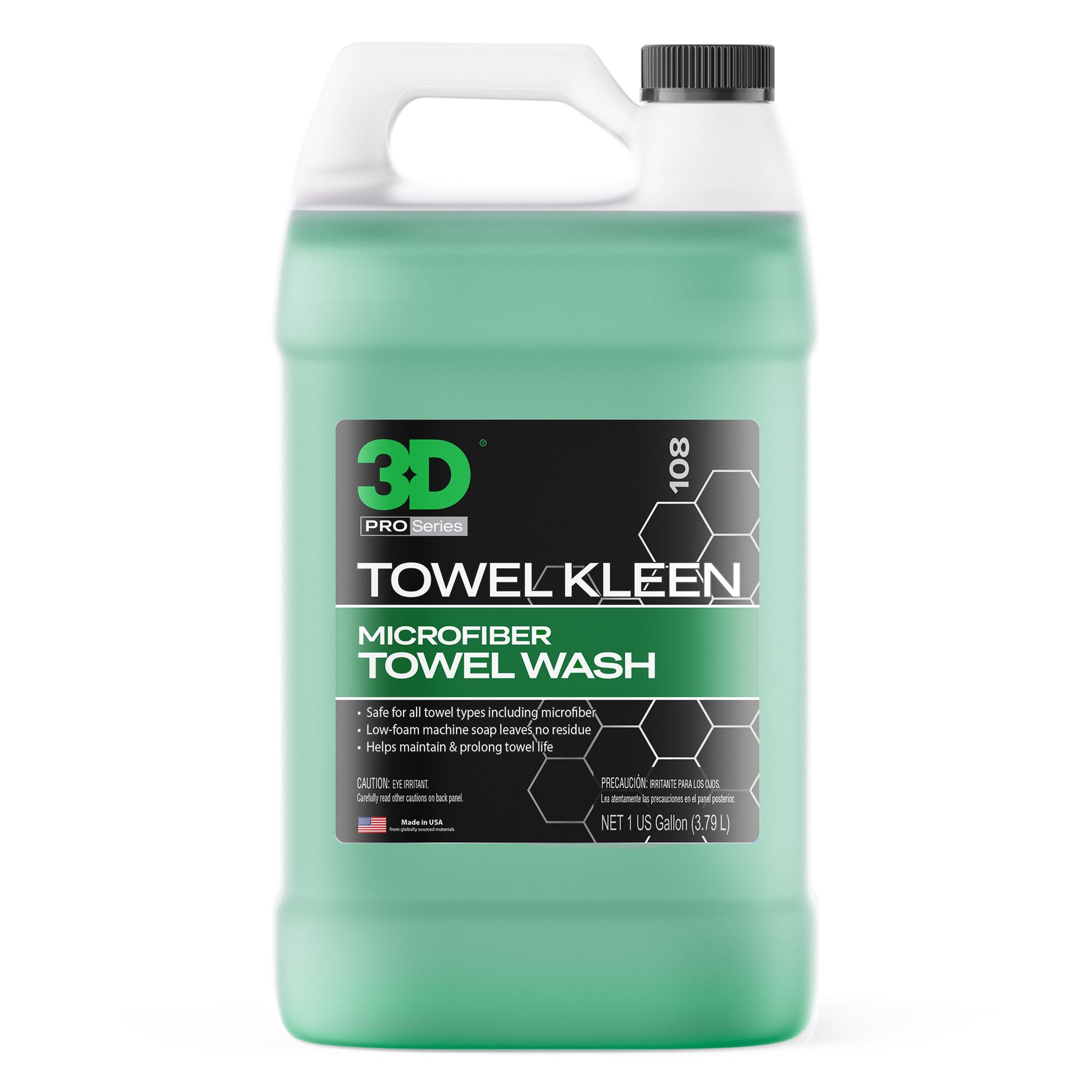 3D 108 TowelKleen Microfiber Towel Wash 1 gallon 3.78L detergente para lavagem de microfibras automoveis Portugal e Espanha DetailDawg