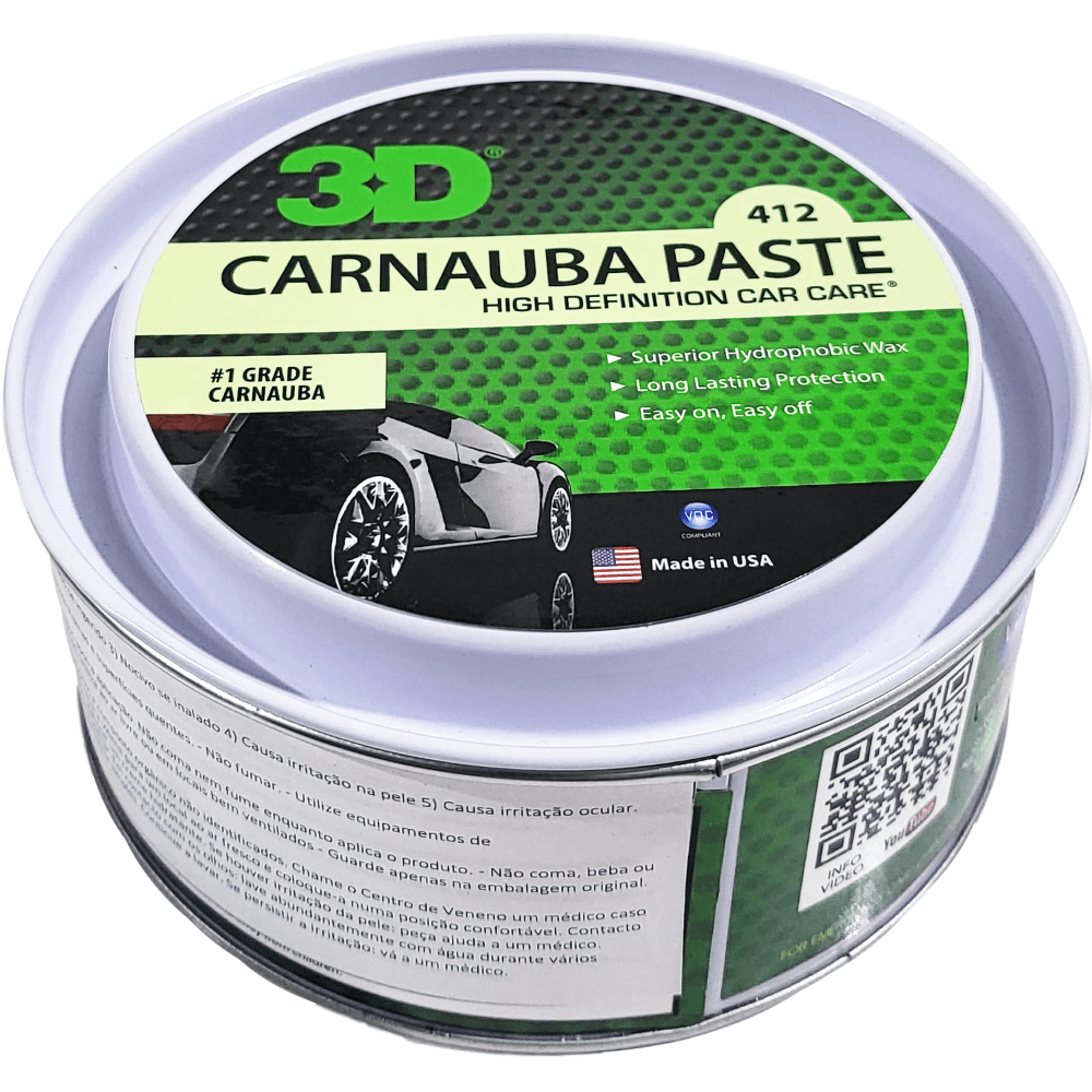 3D 412 Carnauba Paste Wax cera automovel para protecao e brilho profundo da pintura Portugal e Espanha DetailDawg