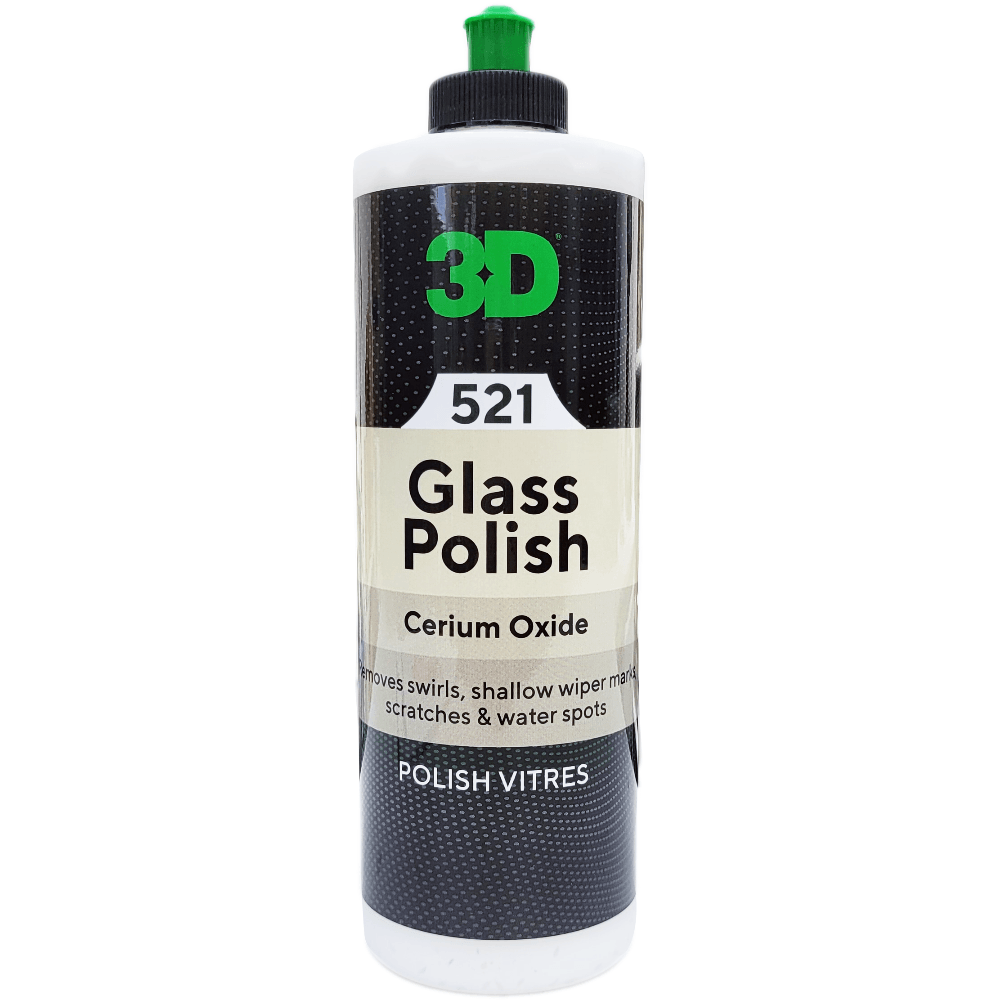 3D 521 Glass Polish polimento de vidros para remover riscos leves e marcas em vidro automovel Portugal e Espanha DetailDawg