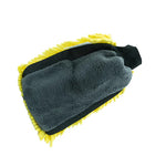 yellow microfiber wash mitt - back view