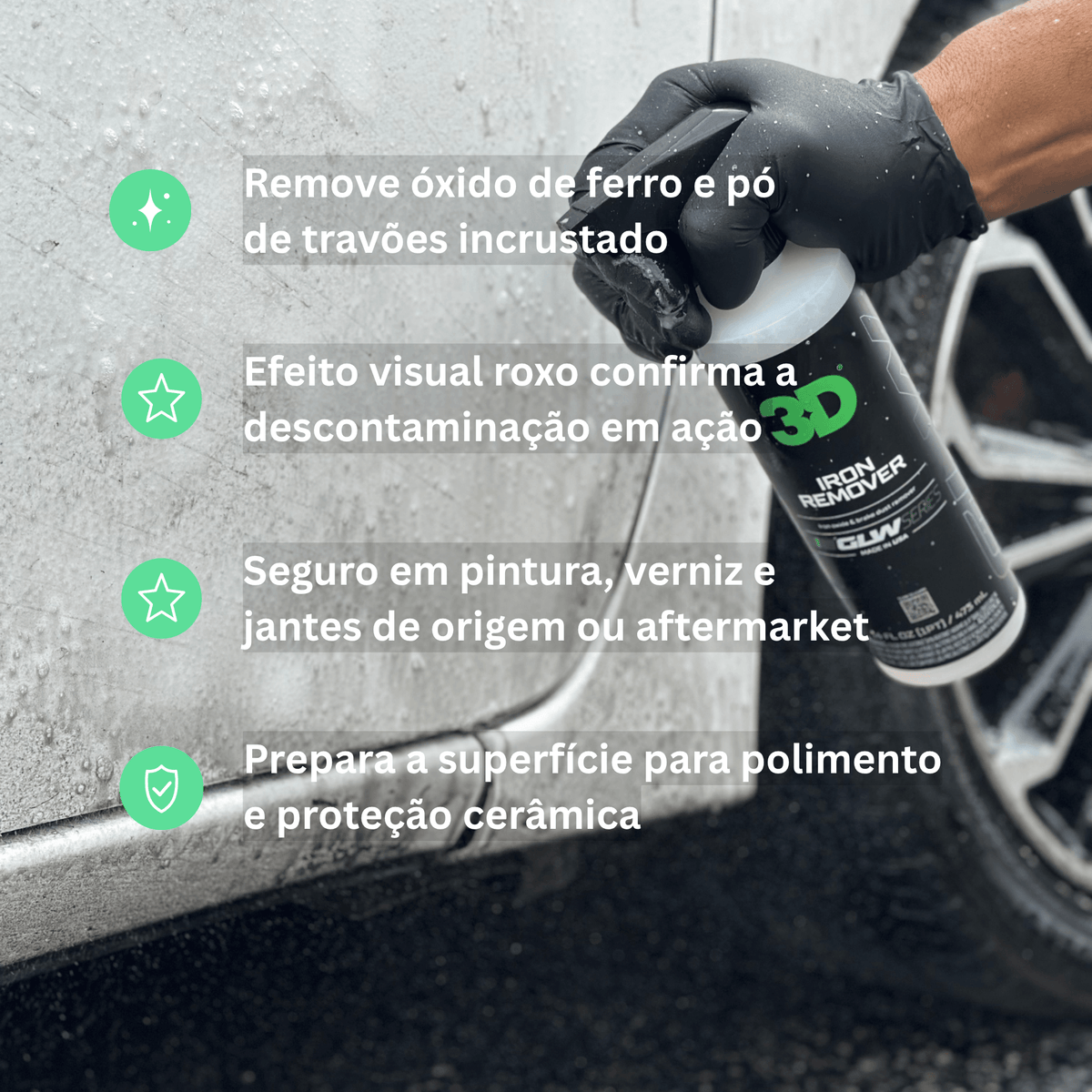 Aplicação do 3D Iron Remover em pintura automóvel