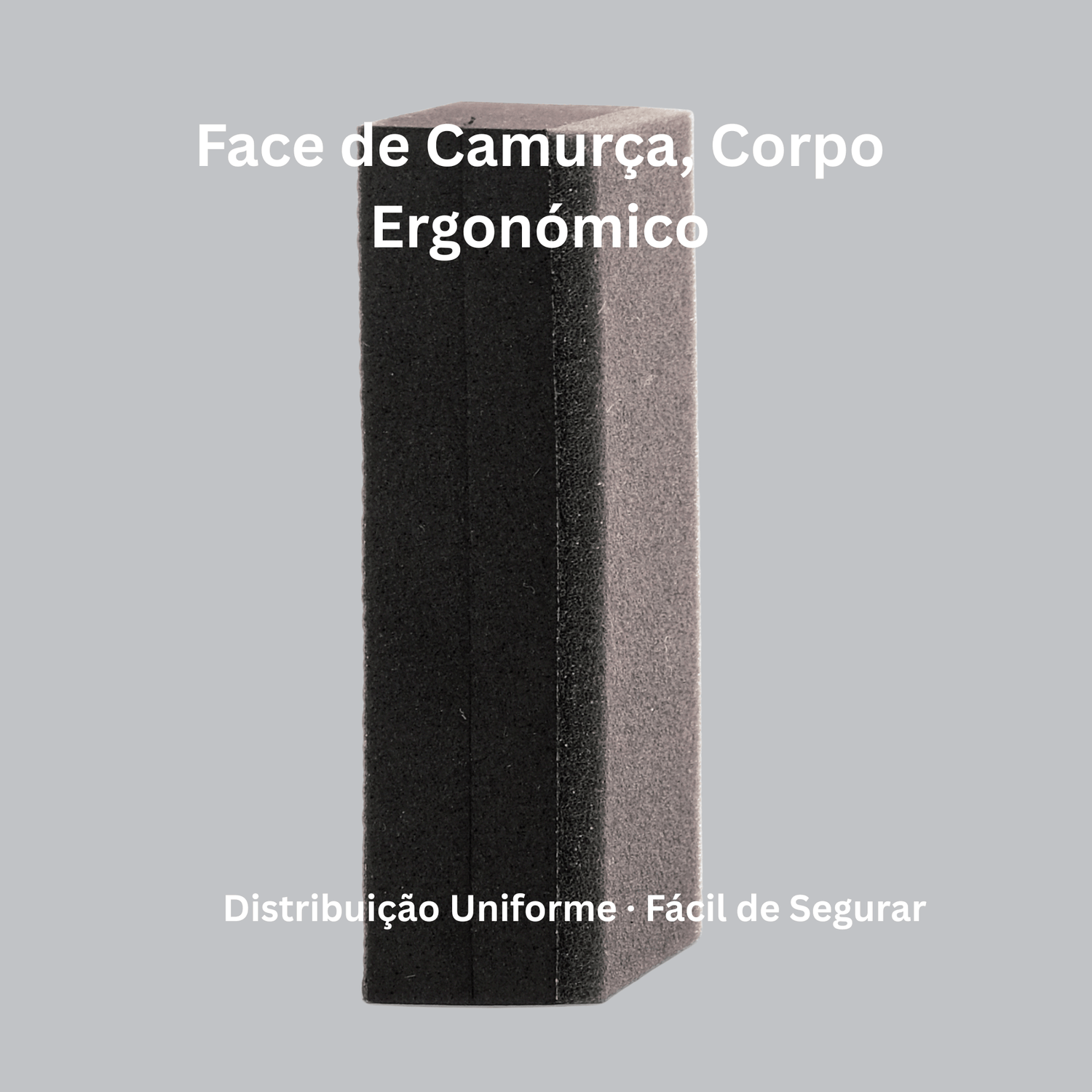Bloco aplicador Nasiol com face de camurça e corpo ergonómico para distribuição uniforme