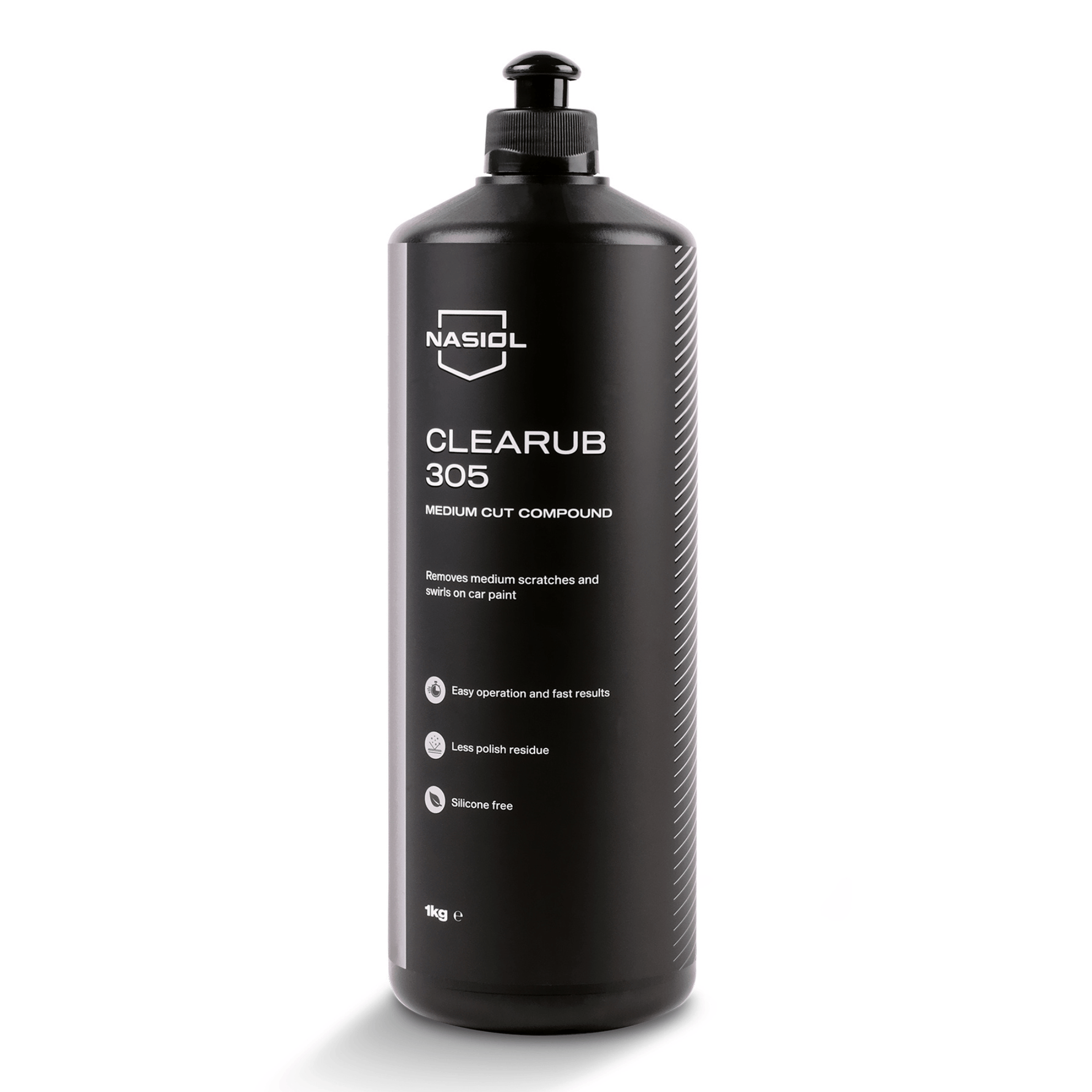 Composto de polimento médio Nasiol Clearub 305 1kg — remove riscos médios e marcas de swirl