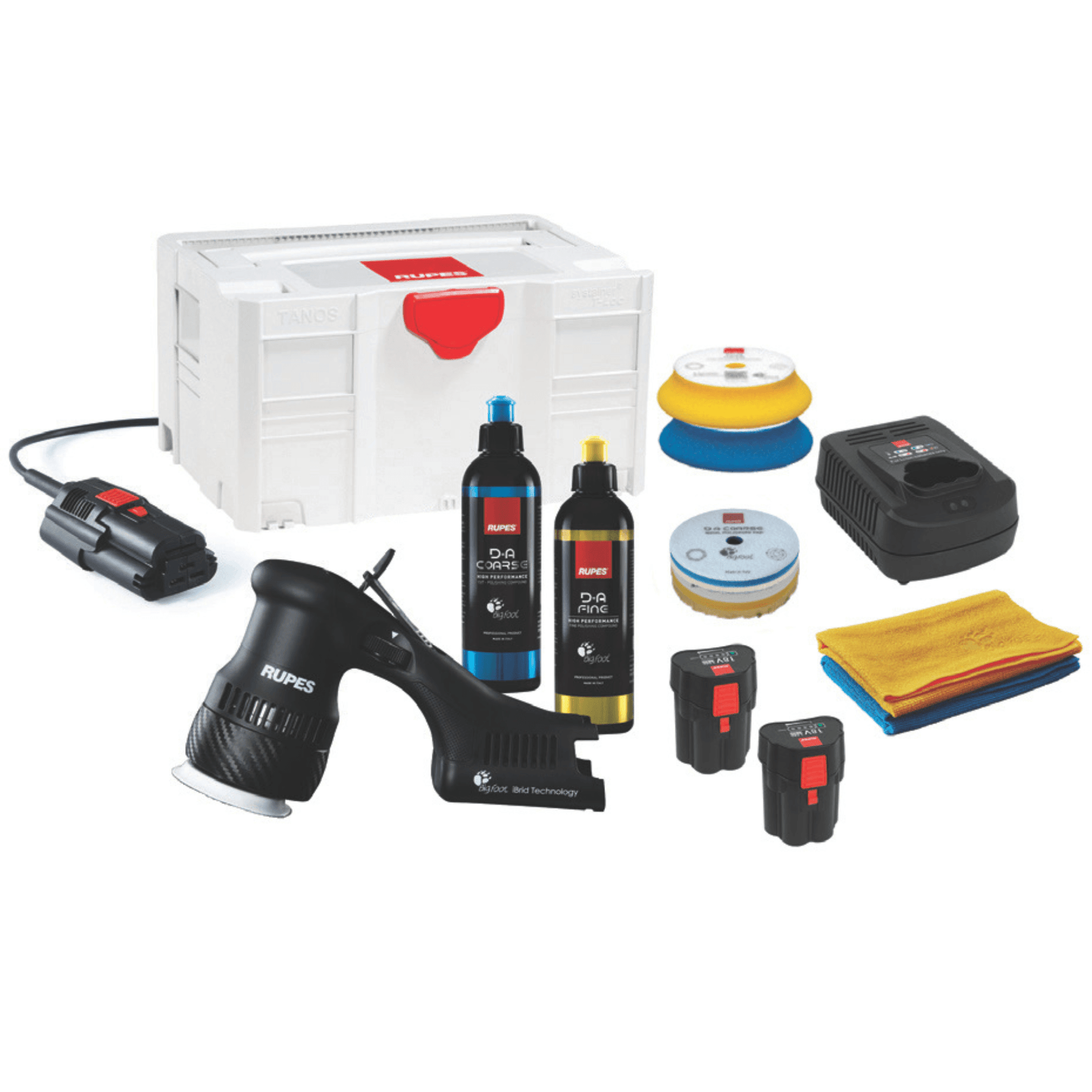 Kit completo RUPES iBrid HLR75 Mini com mala Systainer, discos de polimento e compostos