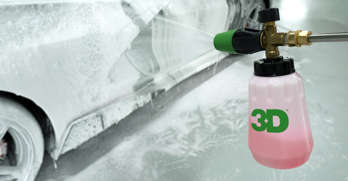 Lavagem automóvel com foam cannon e shampoo 3D Car Care — produtos de lavagem profissional Portugal e Espanha