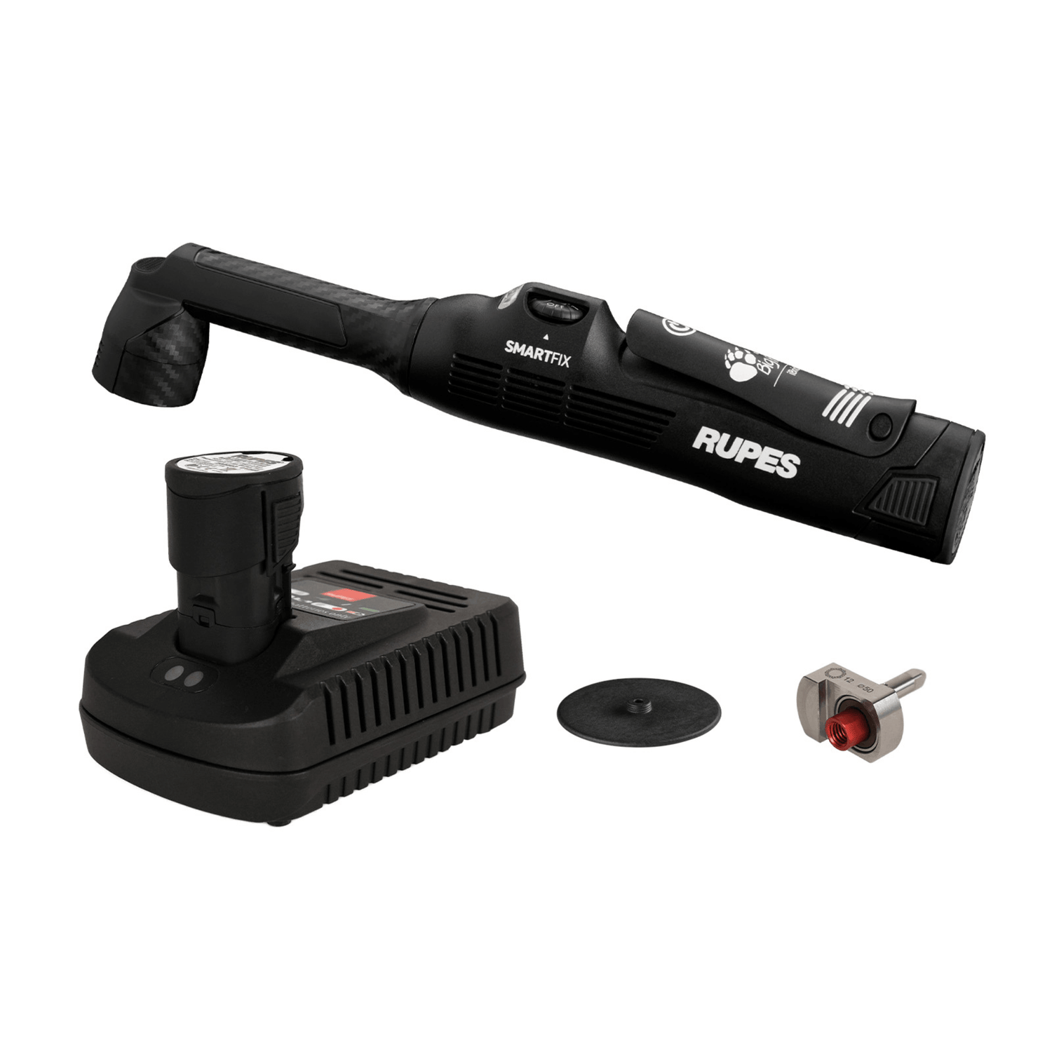 Kit RUPES iBrid Nano II com bateria, carregador, unidade orbital 12mm e prato de apoio