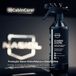 Nasiol CabinCare aplicado em tecido automóvel, produto hidrofóbico e oleofóbico que protege contra manchas e líquidos