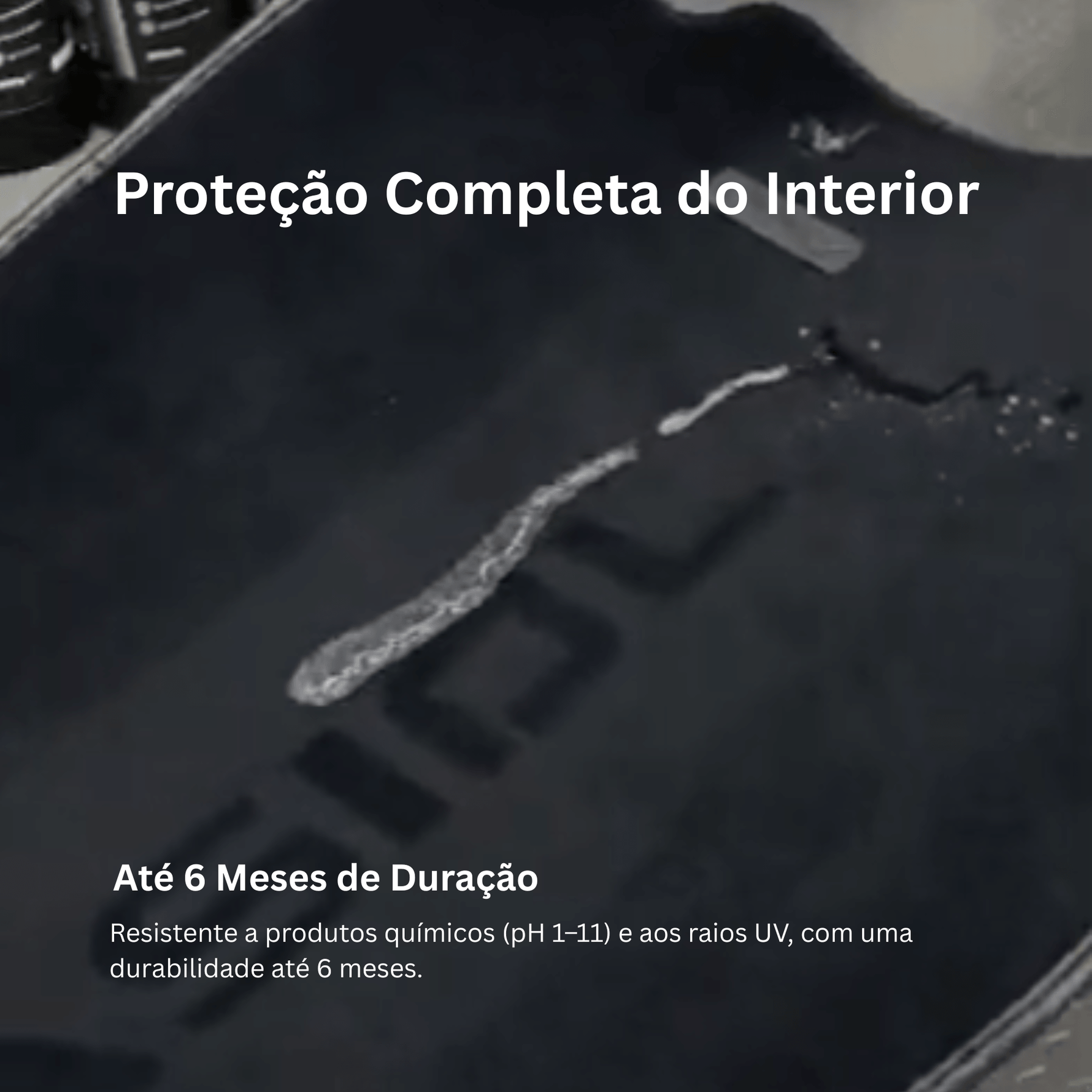 Nasiol CabinCare aplicado em tapete de carro com produtos da gama Nasiol em fundo, proteção completa do interior automóvel