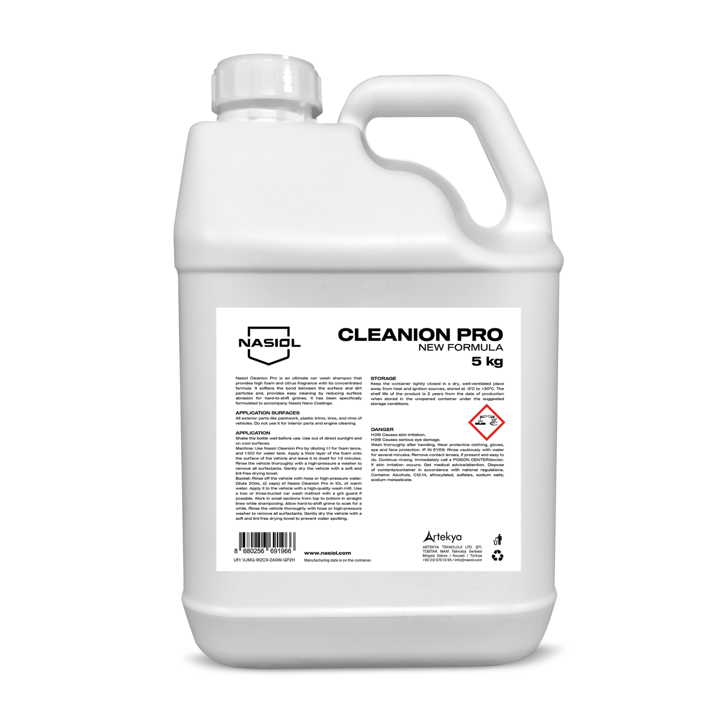 Nasiol Cleanion Pro 5kg — galão de shampoo concentrado formato profissional
