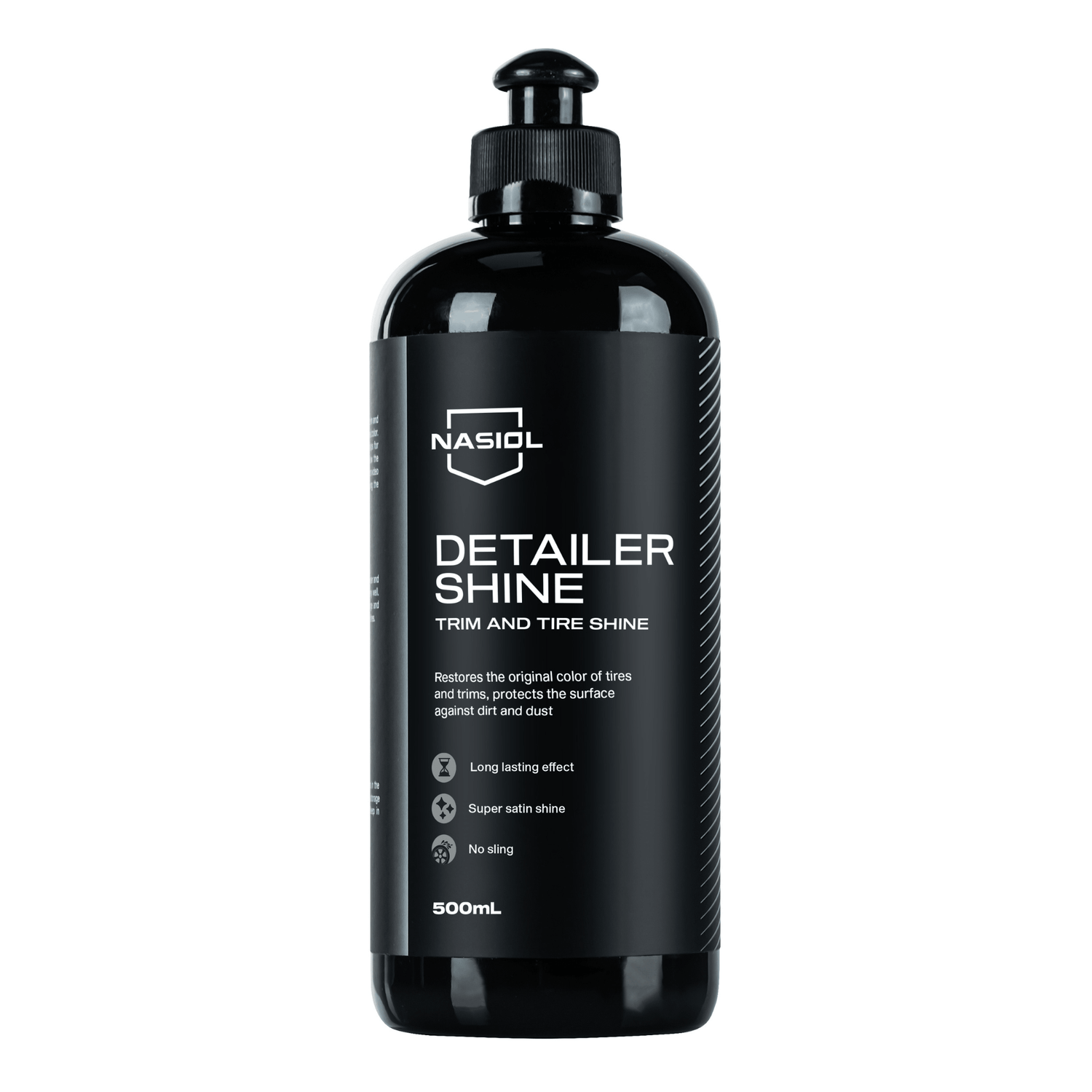Nasiol DetailerShine 500ml — produto de brilho para pneus e plásticos exteriores do carro