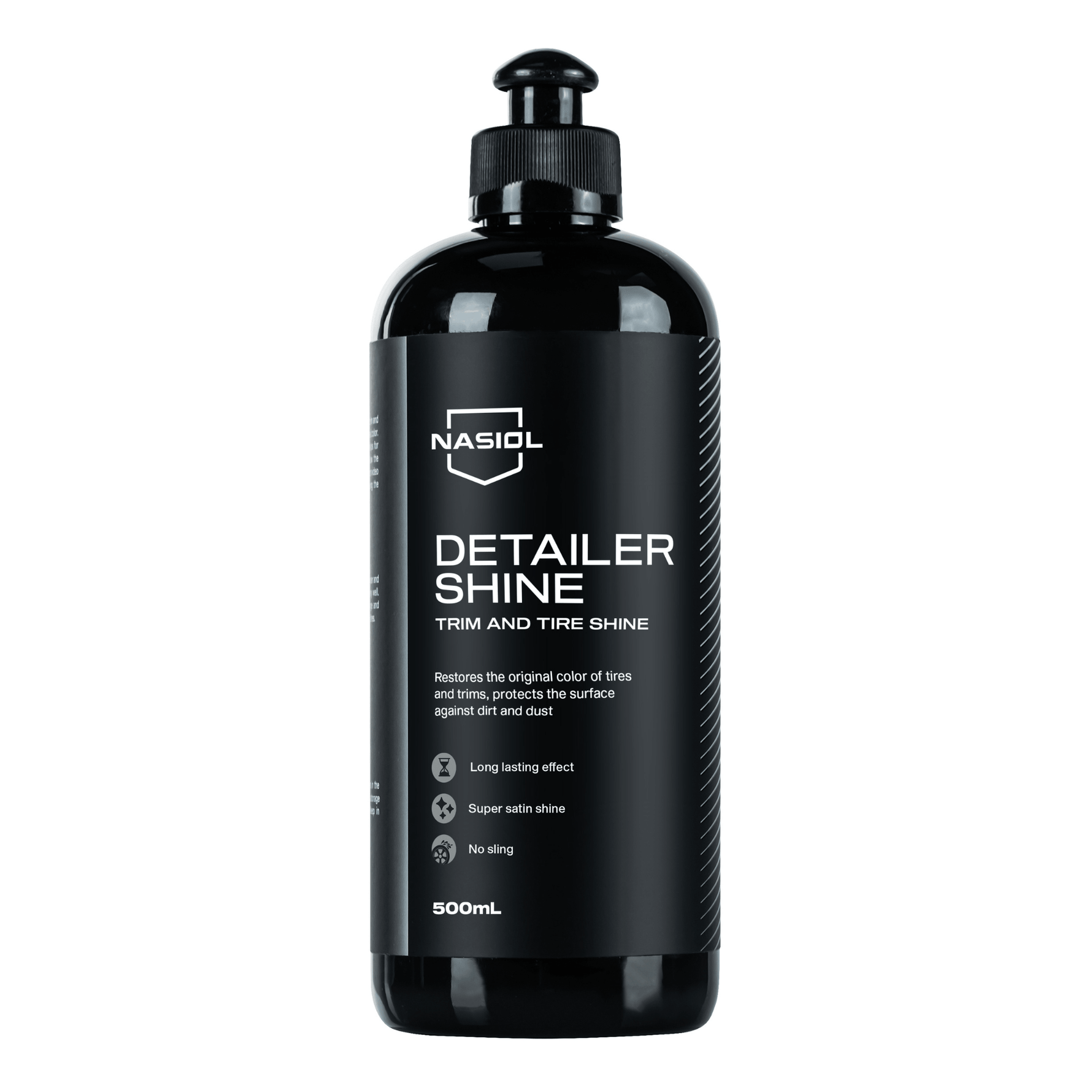 Nasiol DetailerShine 500ml — produto de brilho para pneus e plásticos exteriores do carro