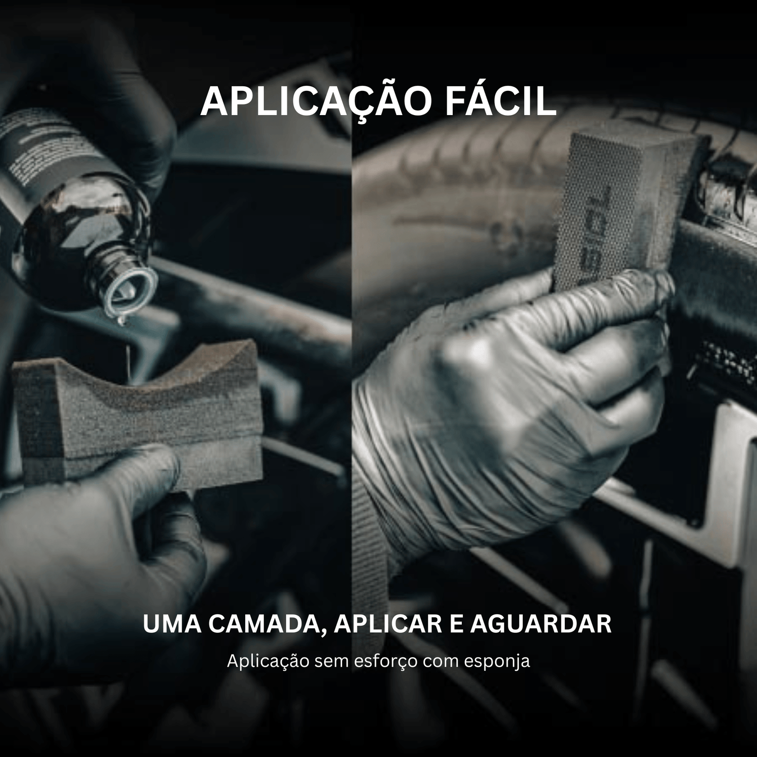 Passo 1 — aplicação fácil de Nasiol DetailerShine com esponja no pneu