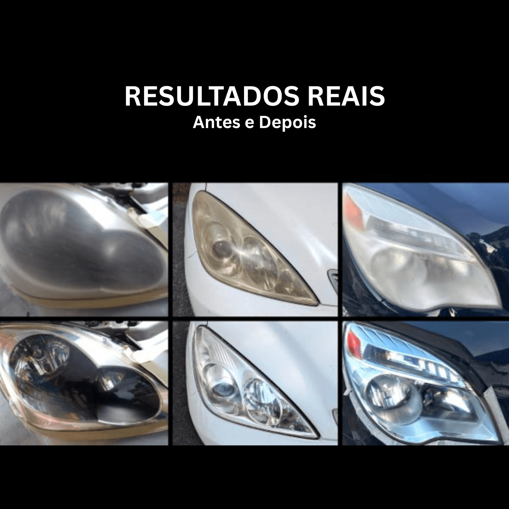 Comparação antes e depois de faróis de automóvel restaurados com Nasiol Headlight Restorer, resultados reais de clientes