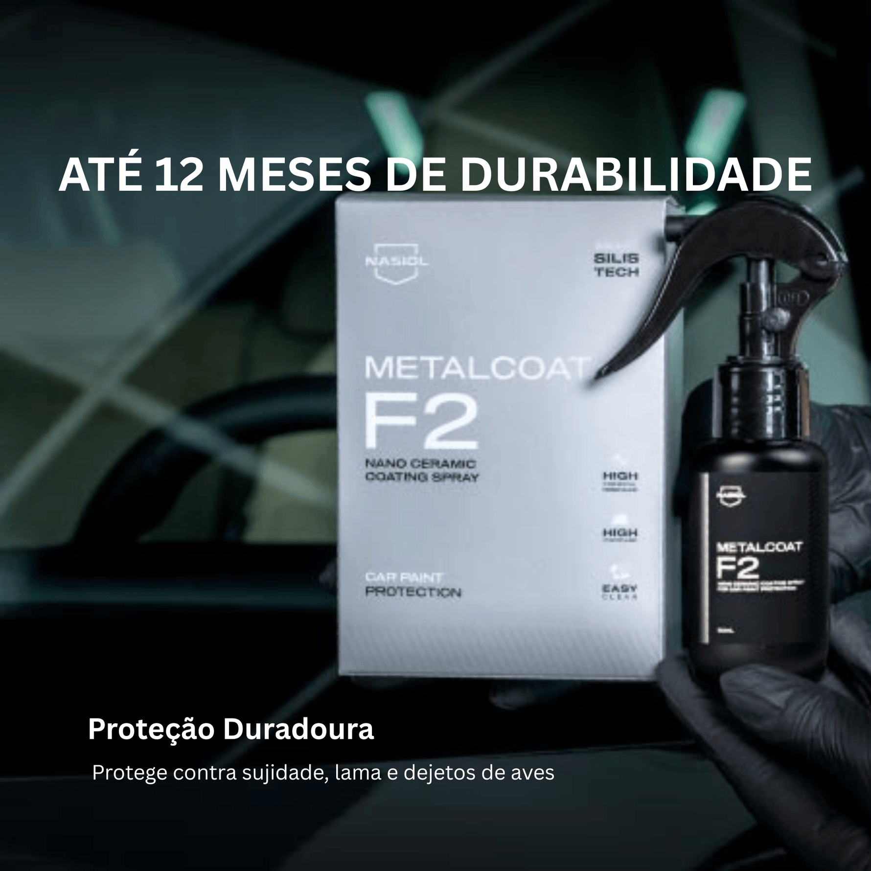 Dejetos de aves sobre pintura de automóvel, Nasiol MetalCoat F2 oferece proteção duradoura até 12 meses