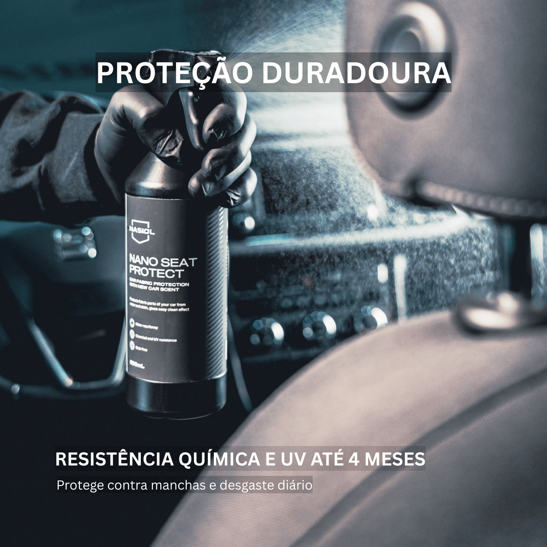 Nasiol Nano Seat Protect oferece proteção duradoura até 4 meses contra manchas e raios UV