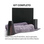 Kit completo Nasiol NL272 com frasco 50ml, bloco aplicador, camurça e pano de microfibra Nasiol