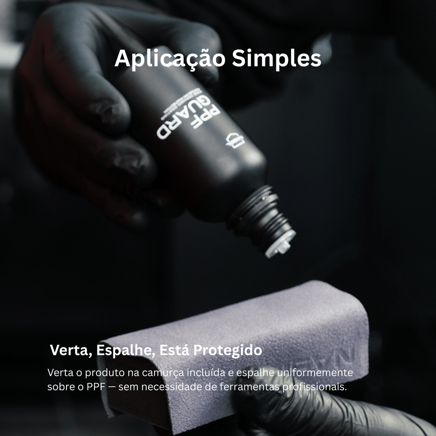 Aplicação de Nasiol PPFGuard sobre camurça aplicadora, passo de aplicação em película de proteção de pintura