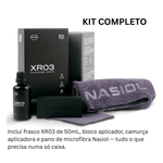 Kit completo Nasiol XR03 com frasco 50ml, bloco aplicador, camurça e pano de microfibra Nasiol
