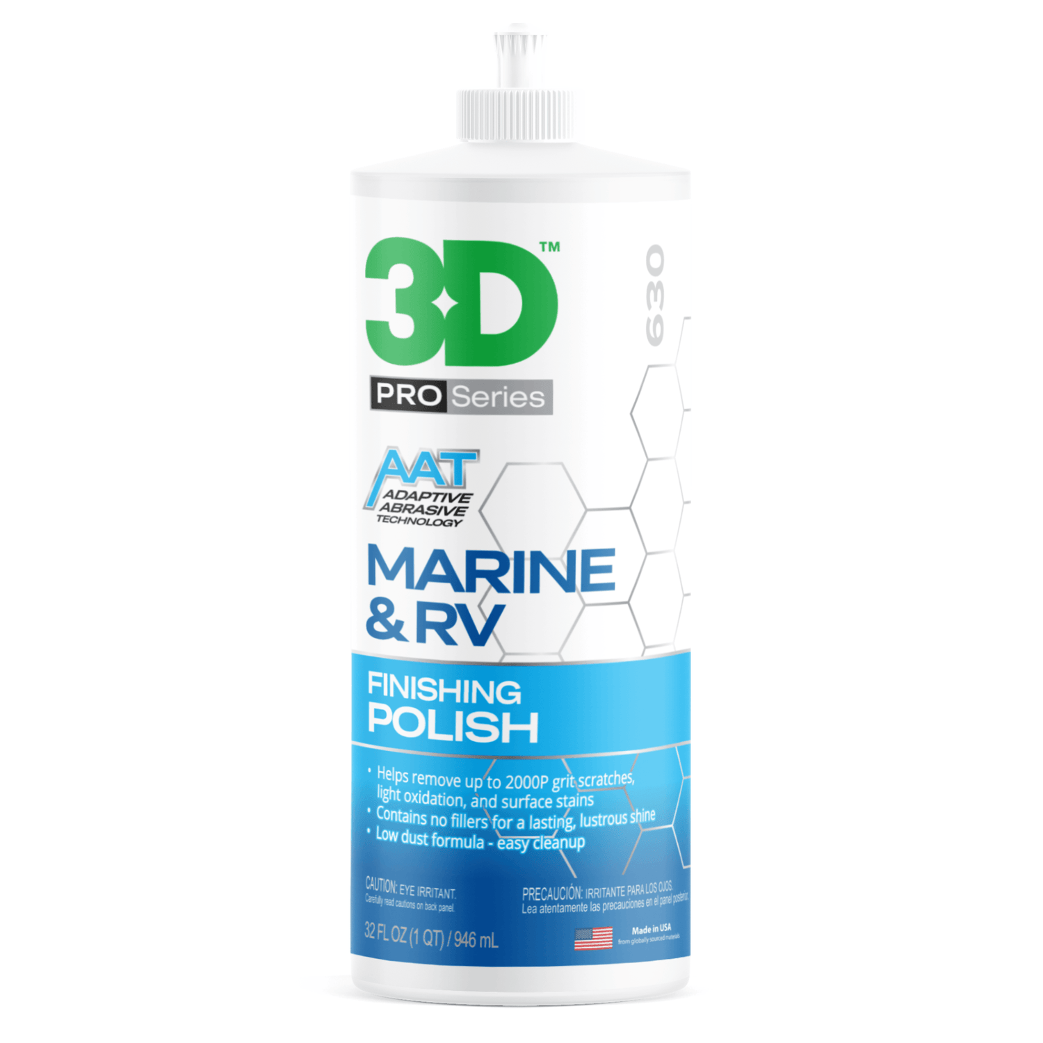 Polimento de Acabamento 3D PRO Series AAT para barcos e autocaravanas em Portugal e Espanha - remove riscos até 2000P e devolve brilho duradouro