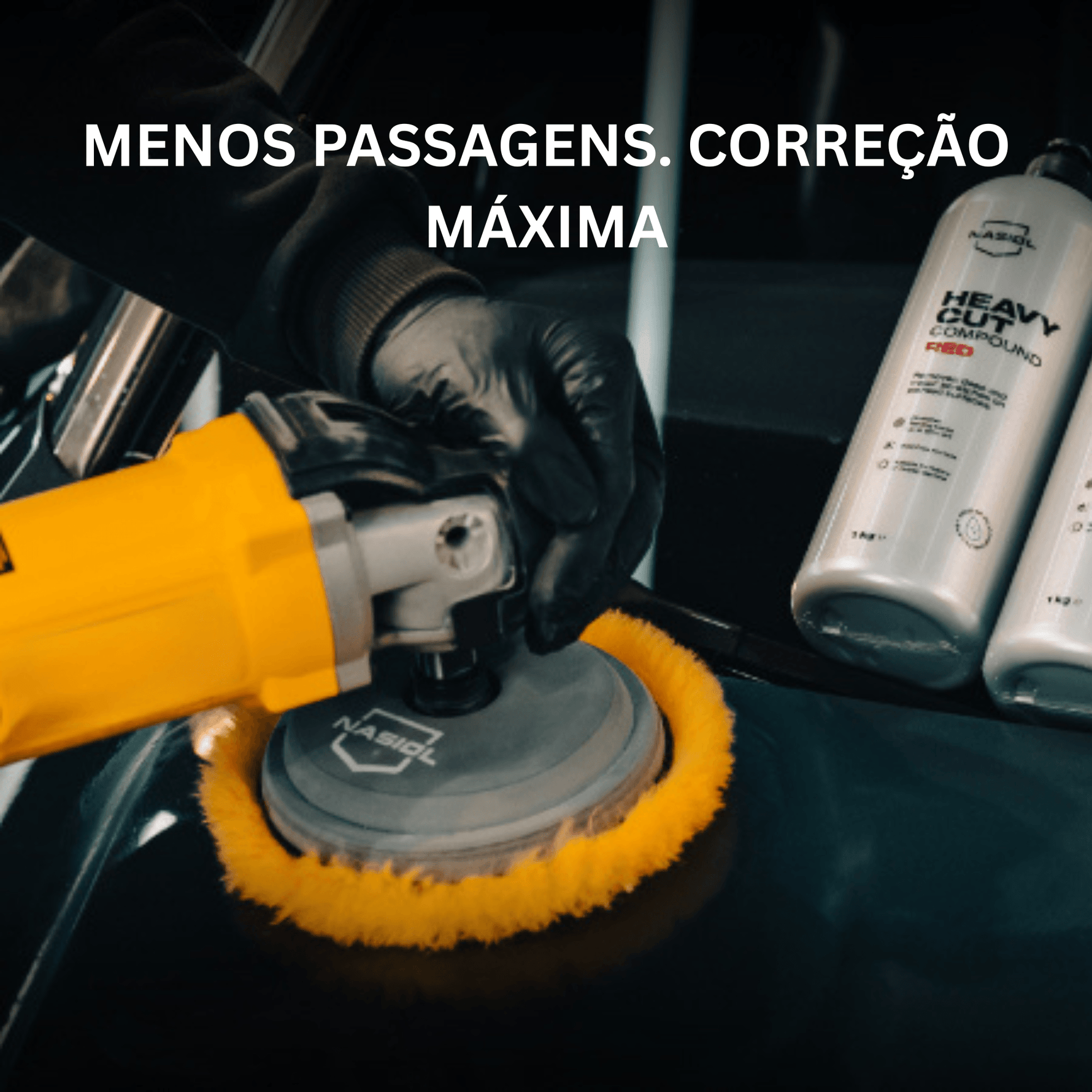 Polimento com máquina rotativa usando Nasiol Heavy Cut Compound Red para correção máxima