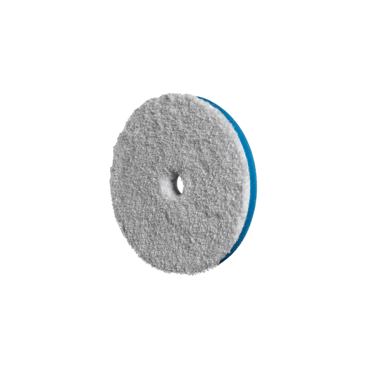 Boina de microfibra RUPES D-A Coarse Extreme Cut vista angular, mostrando textura e camada de espuma azul