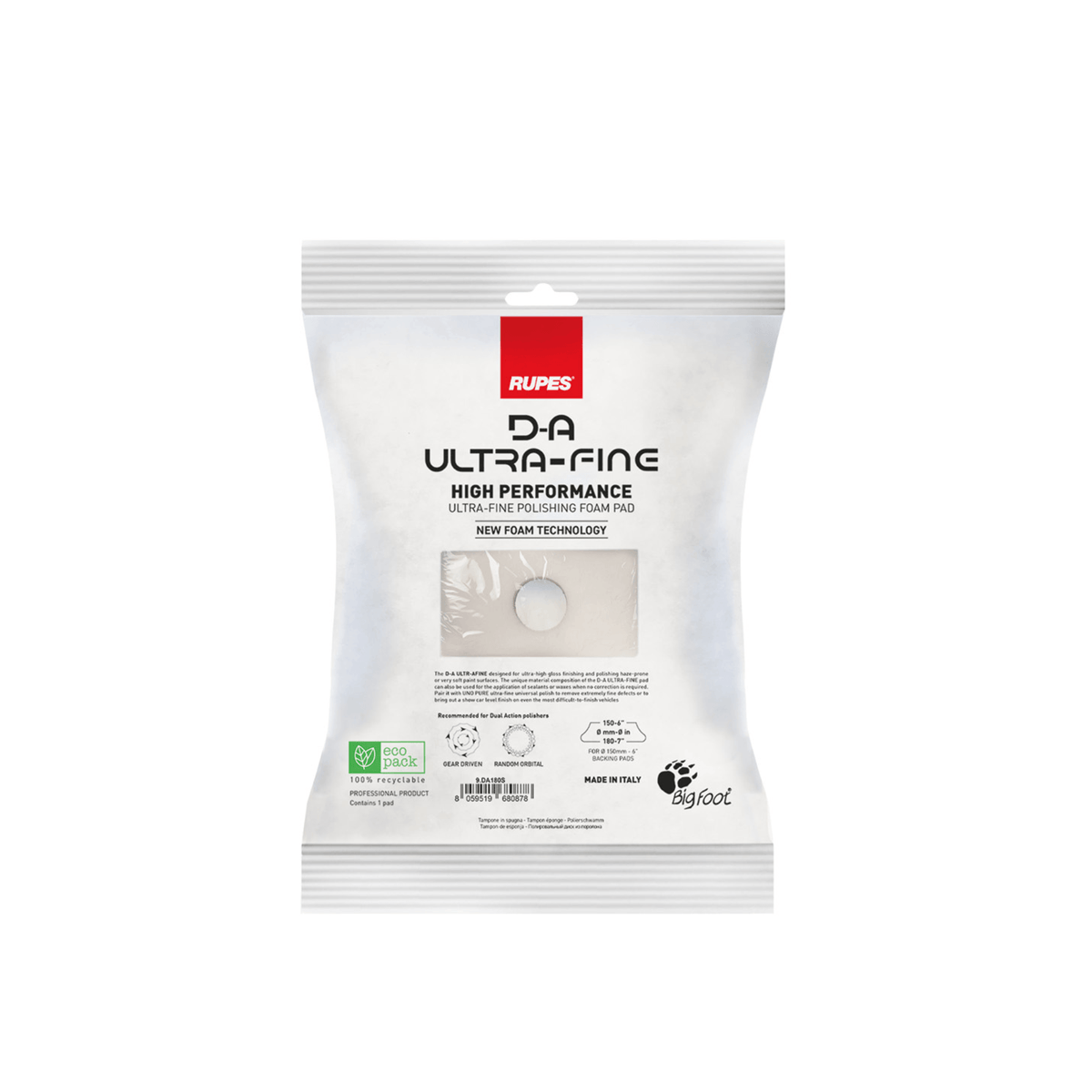 Embalagem profissional da boina de espuma ultra-fina RUPES D-A Ultra-Fine