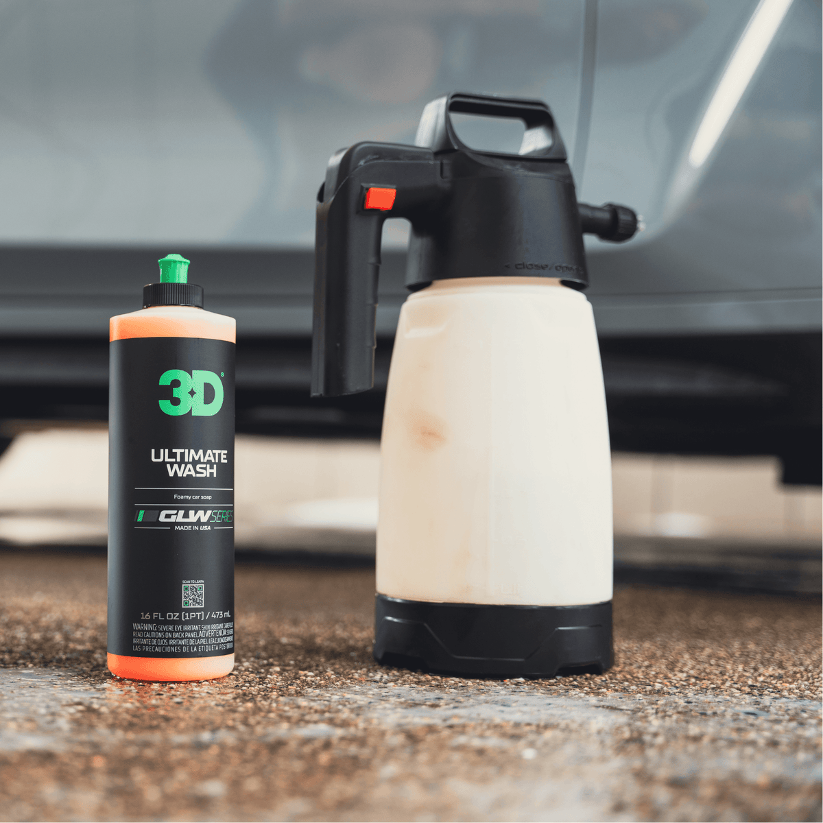 3D Ultimate Wash junto a pulverizador de espuma para lavagem automóvel, Portugal e Espanha